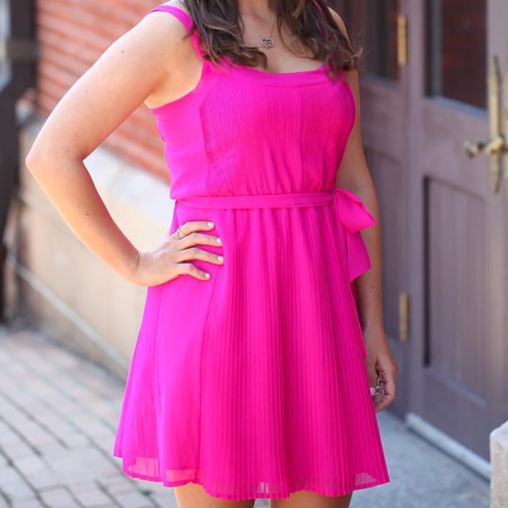 Hot Pink Silk Mini Dress